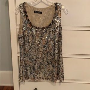 Elie Tahari sequined animal print shell